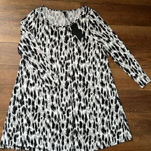 NWT Lane Bryant - 6th & LN - 14/16 Snow Leopard A-Line, Knee Length Dress